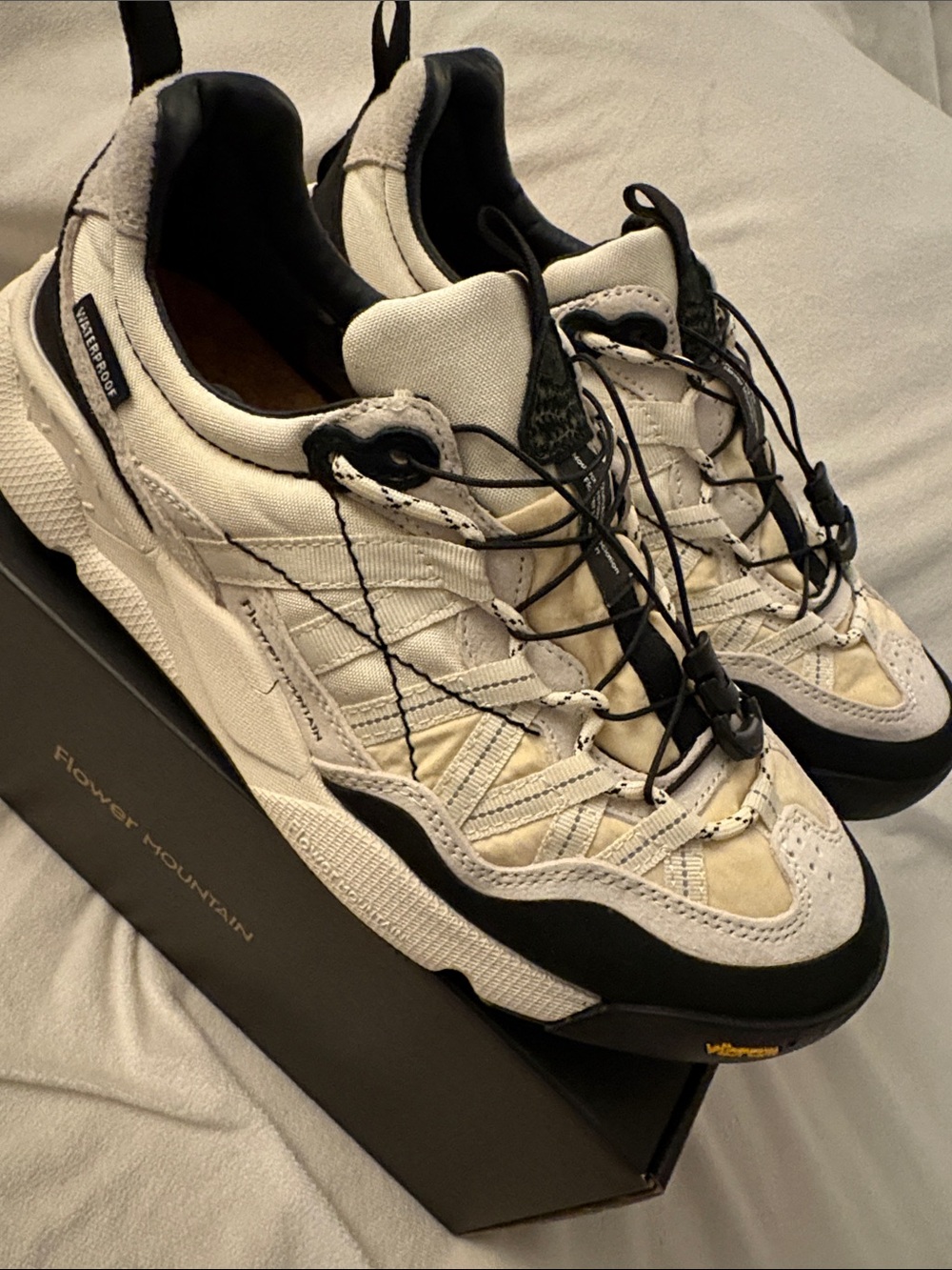 Flower Mountain IWANO 2 UNI Suede and technical fabric sneakers -White-Black - Picture 10 of 16